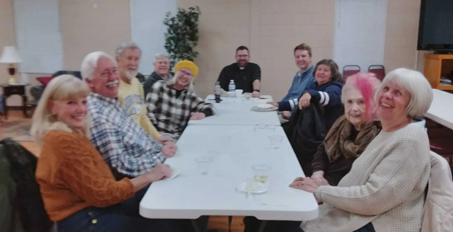 Group at table at church